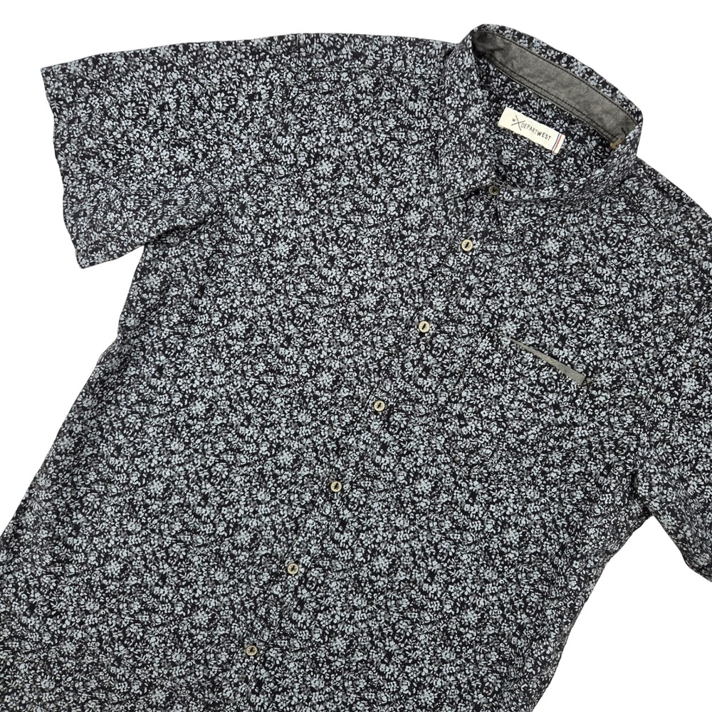 W Departwest LARGE Floral Short Sleeve Button‎ Down Shirt Mens OW046FPW